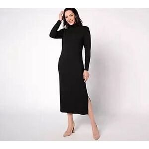 Women with Control Black Long Sleeve Dress